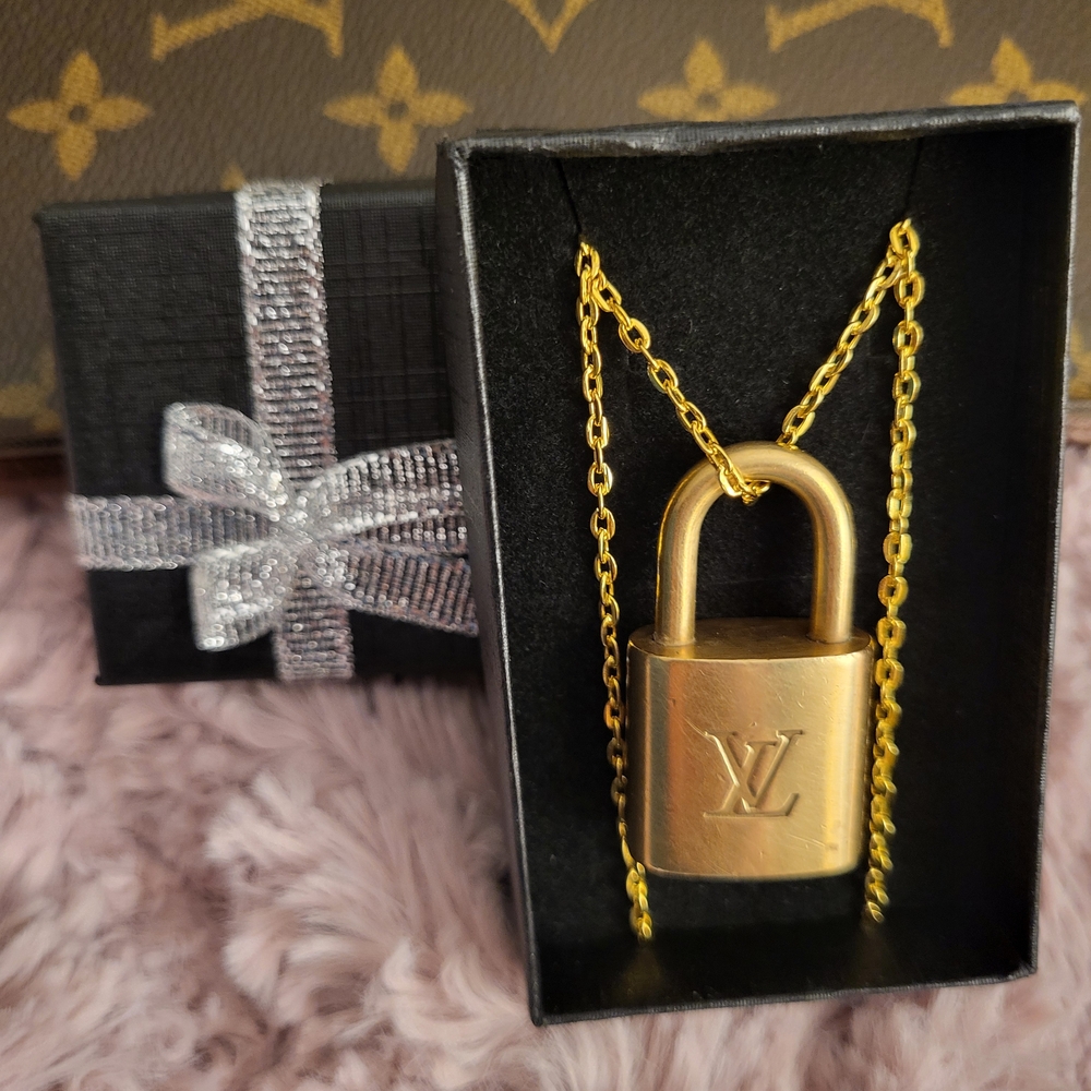 Louis Vuitton Gold Padlock Necklace #340